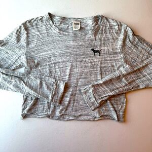 PINK Victoria’s Secret Raw Hem Crop Tee | Size S